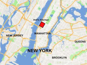 Karte von New York City, Hell's Kitchen hervorgehoben
